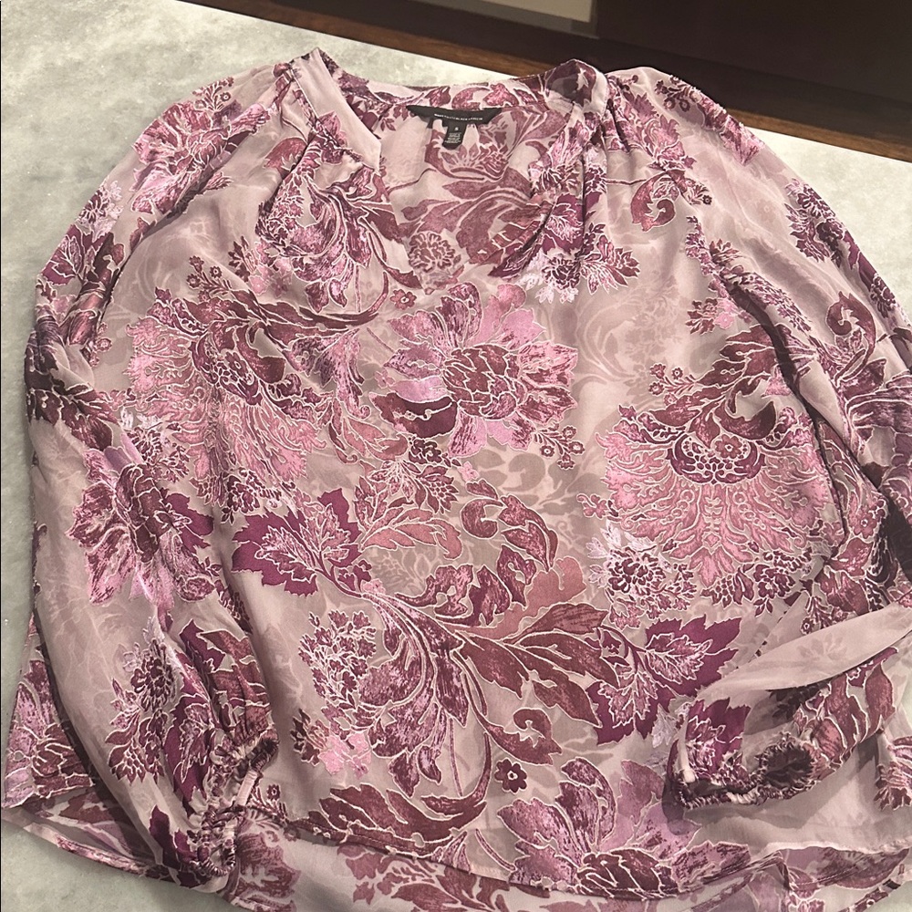 WHBM floral silk burnout blouse - Picture 5 of 6